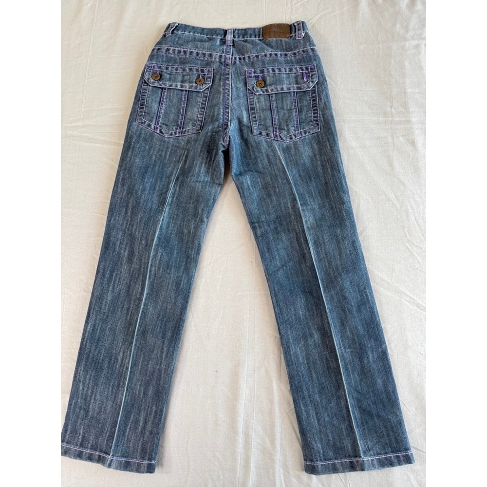 Vtg Koman Mens Jeans 29x29 Purple Bold Stitch Straight‎ Y2K Retro Streetwear